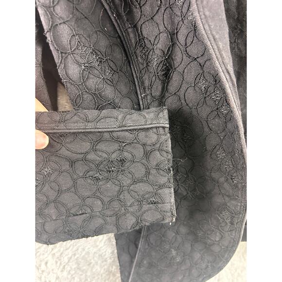 Upcycled Black Denim Jacket w/ Real Fox Fur Stole Collar – Size 8 - Picture 11 of 14